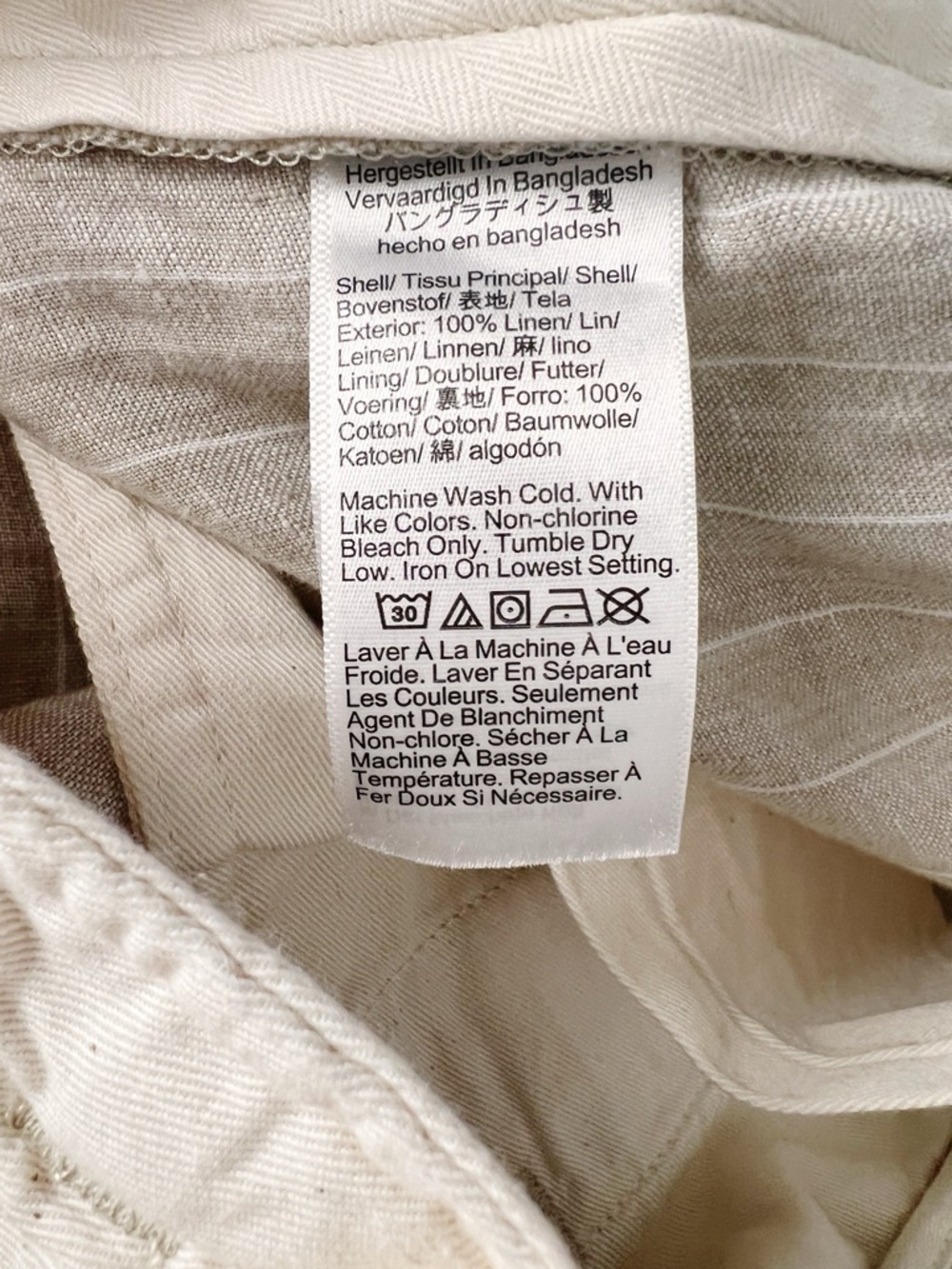 J. Crew Classic Fit Linen Trousers 36x30 Khaki Ivory Pinstripe NWT Men's - Picture 8 of 10